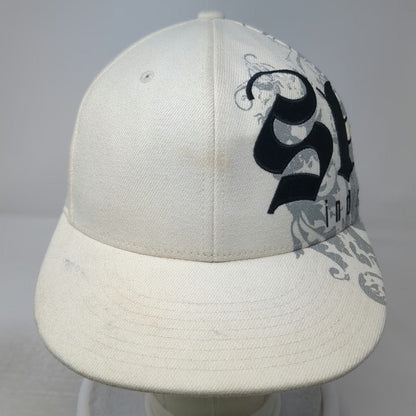 Skin Industries Baseball Cap White 7 1/4 Fitted Pinup Girl Filigree Graphic Hat