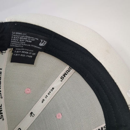 Lil Brims Baseball Cap White Pink Green One Size Scroll Print Stretch Fit Hat
