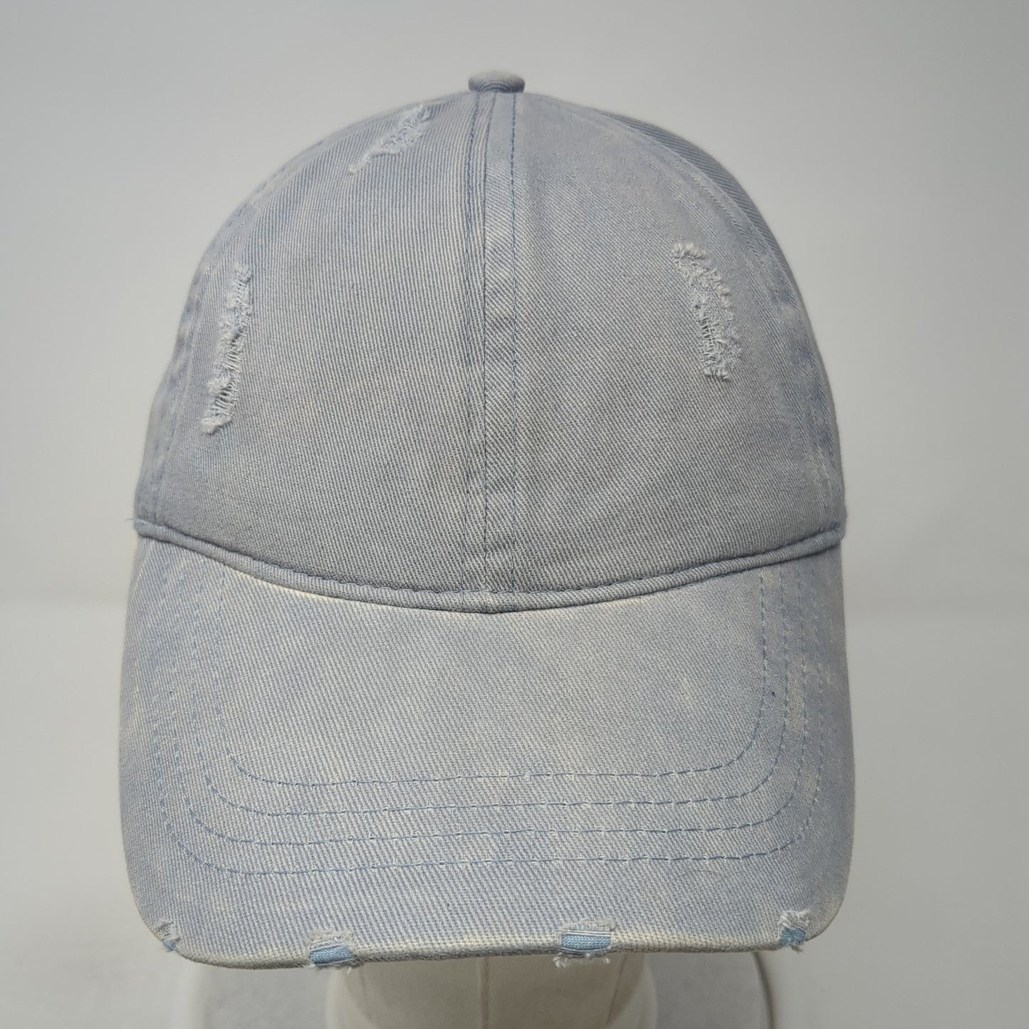 Unbranded Ponytail Baseball Cap Blue One Size Adjustable Distressed Blank