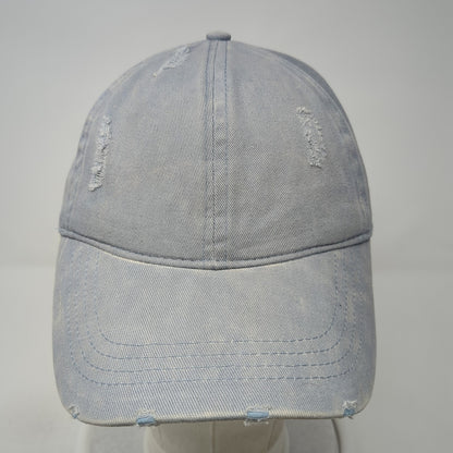 Unbranded Ponytail Baseball Cap Blue One Size Adjustable Distressed Blank