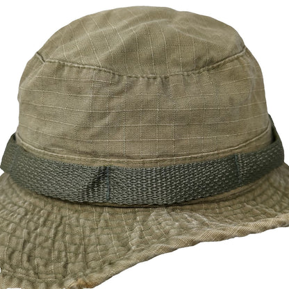 Green Bucket Hat 7 1/2 Fitted Chin Strap Wide Brim Military Sun Protection Hat