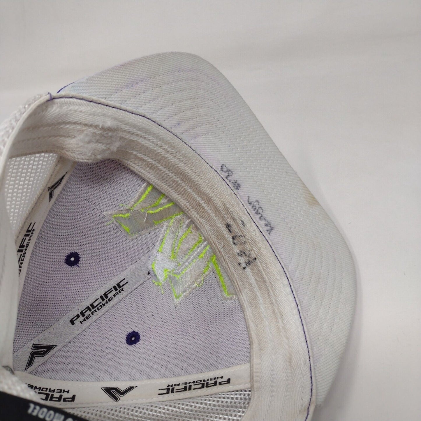 ML Fitted Mesh Back Trucker Hat Blue S/M Embroidered Pacific Headwear