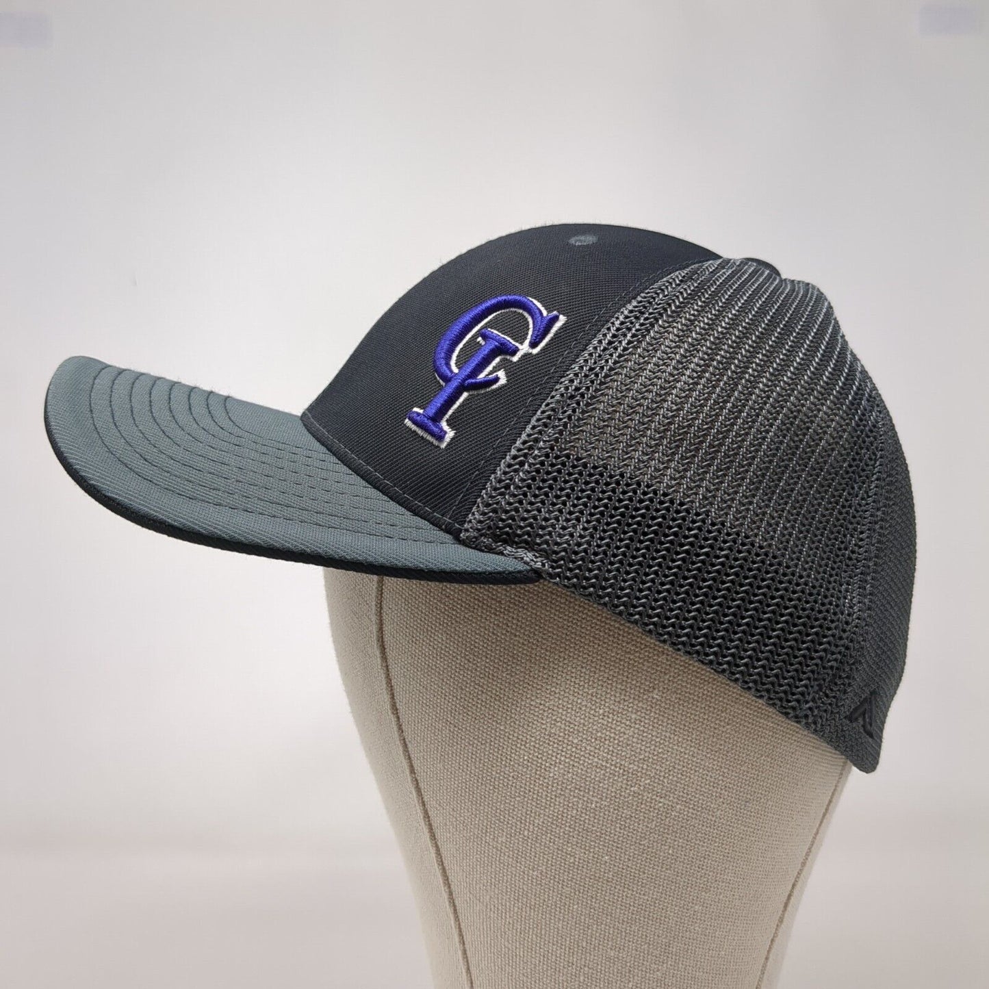 CI Softball Fitted Mesh Back Trucker Hat Gray 6 7/8-7 3/8 Embroidered