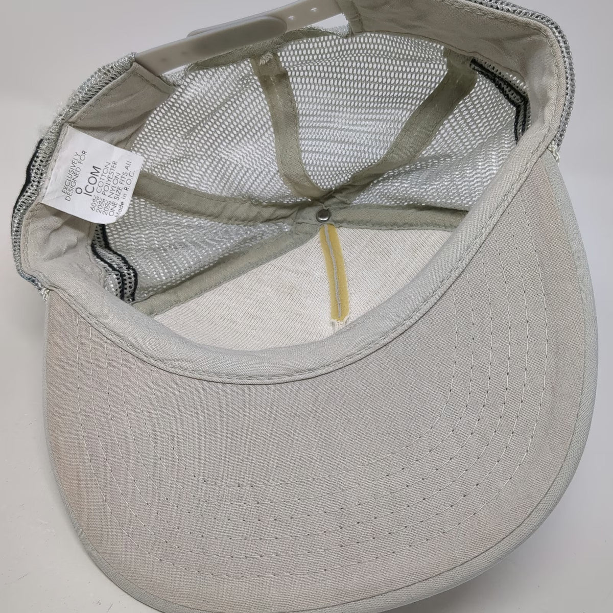 ICOM Trucker Hat Gray One Size Snapback Mesh 5 Panel Rope Brim Side Stripes