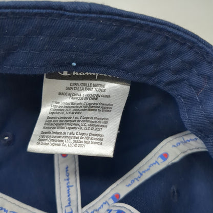 Champion Baseball Cap Blue White Red One Size Cotton Slideback Embroidered Hat
