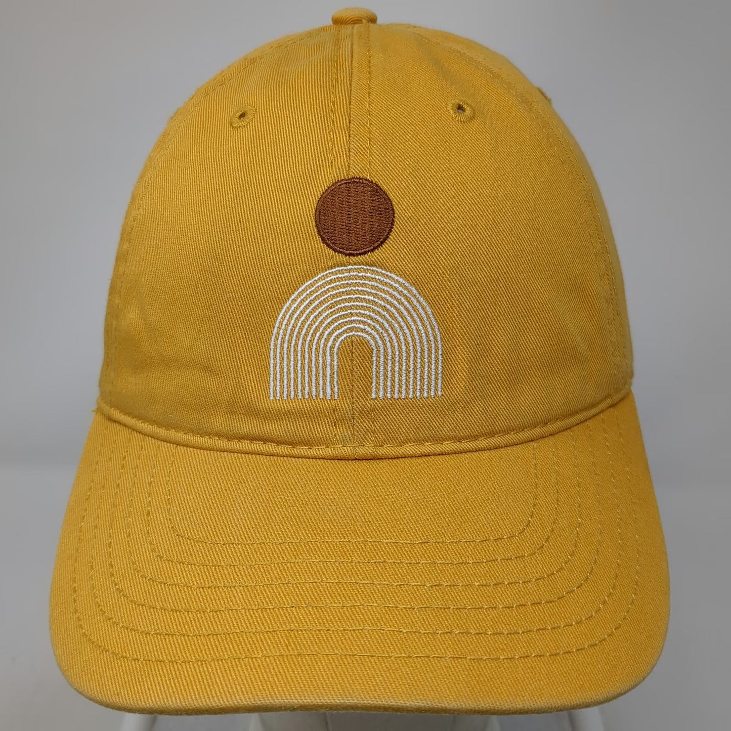 Mad Engine Baseball Cap Yellow One Size Cotton Slideback Embroidered Rainbow Hat
