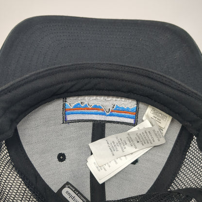 Patagonia Snapback Trucker Hat Black One Size Mesh Back Embroidered