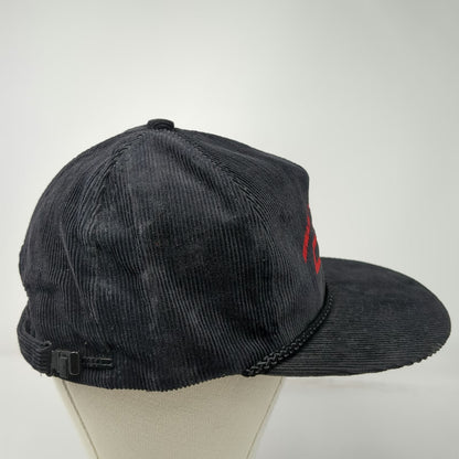 Nissin 5 Panel Black Hat One Size Corduroy Rope Brim Chevrolet Edmark Bowtie