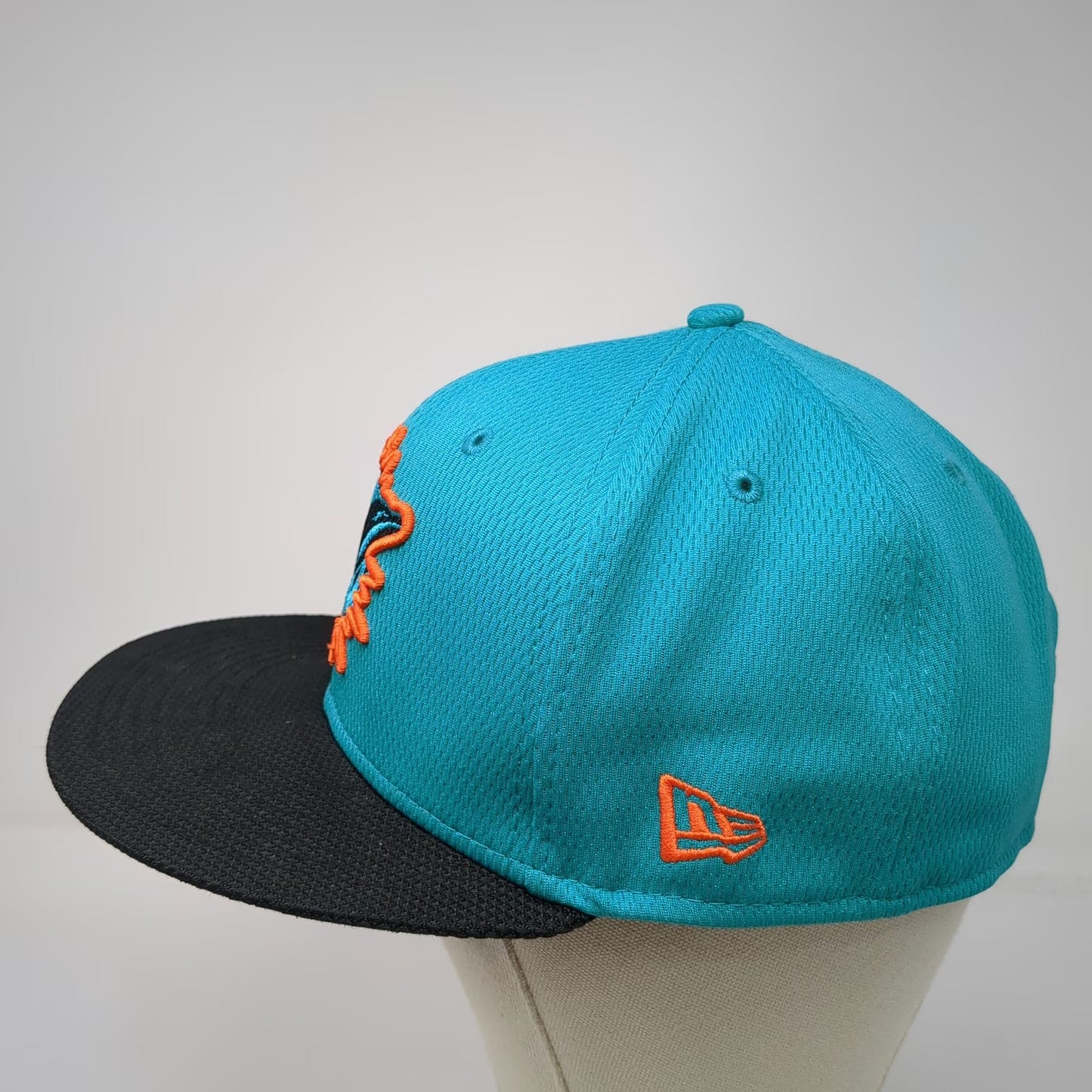 New Era Miami Dolphins NFL Blue Cap 7 3/8 Fitted 59FIFTY Flat Brim Logo Hat