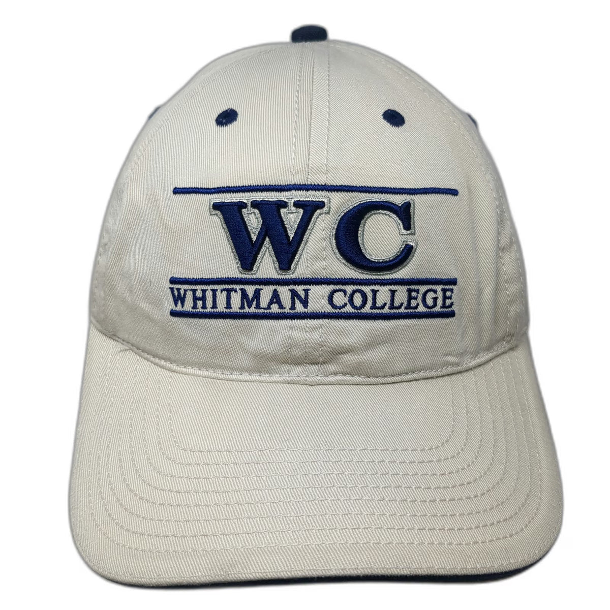 Whitman College NCAA The Game Cap Beige Blue One Size Slideback WC Logo Hat