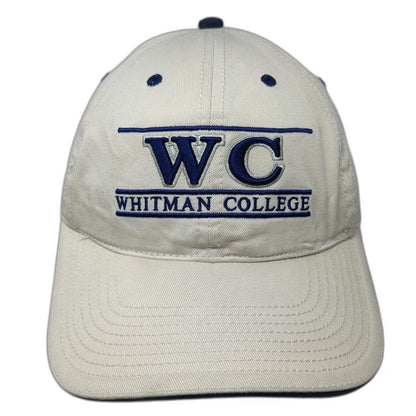 Whitman College NCAA The Game Cap Beige Blue One Size Slideback WC Logo Hat