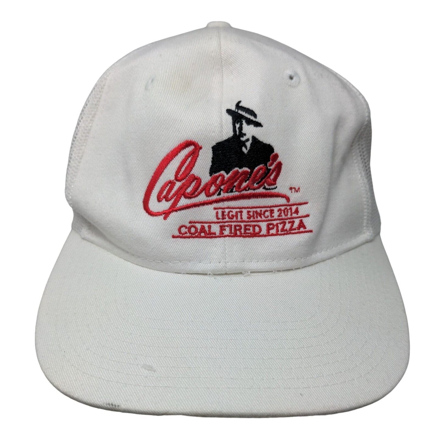 Capone's Coal Fired Pizza Snapback Mesh Back Trucker Hat White One Size