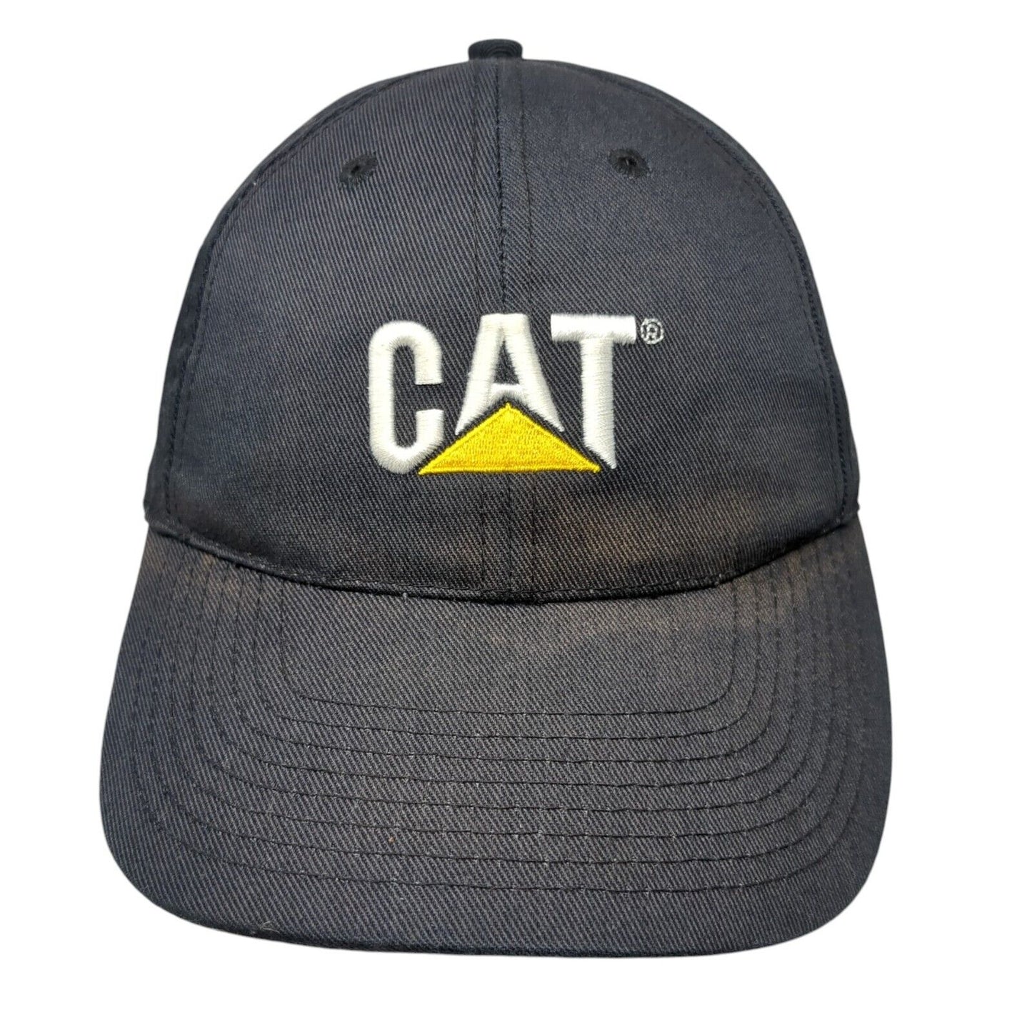 CAT Slideback Hat Black One Size Adjustable Embroidered Vented Holes 6 Panel