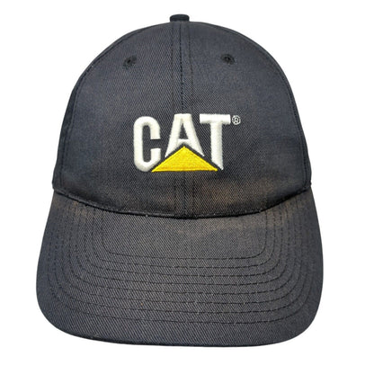 CAT Slideback Hat Black One Size Adjustable Embroidered Vented Holes 6 Panel