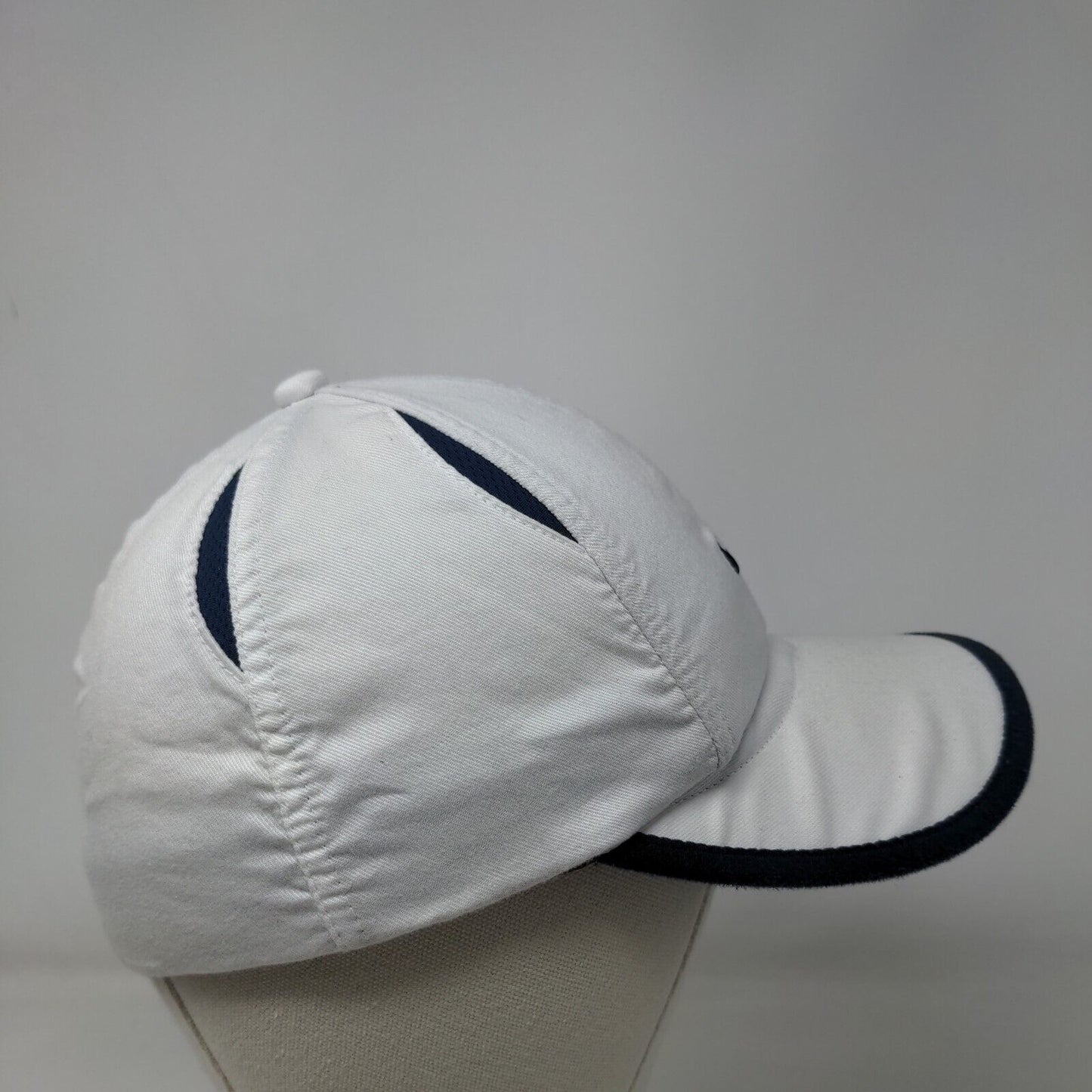 Nike Fit Fitted Hat White OSFA Embroidered Swoosh Mesh Trim Outdoor