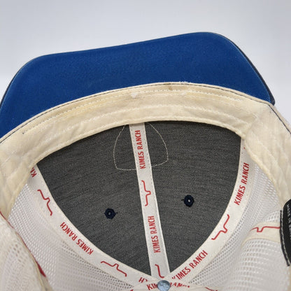 Kimes Ranch Snapback Mesh Back Trucker Hat Blue One Size Leather Patch