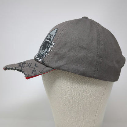 SeaWorld Baseball Cap Gray OSFM Shark Bitten Distressed Brim Shark Attack Hat