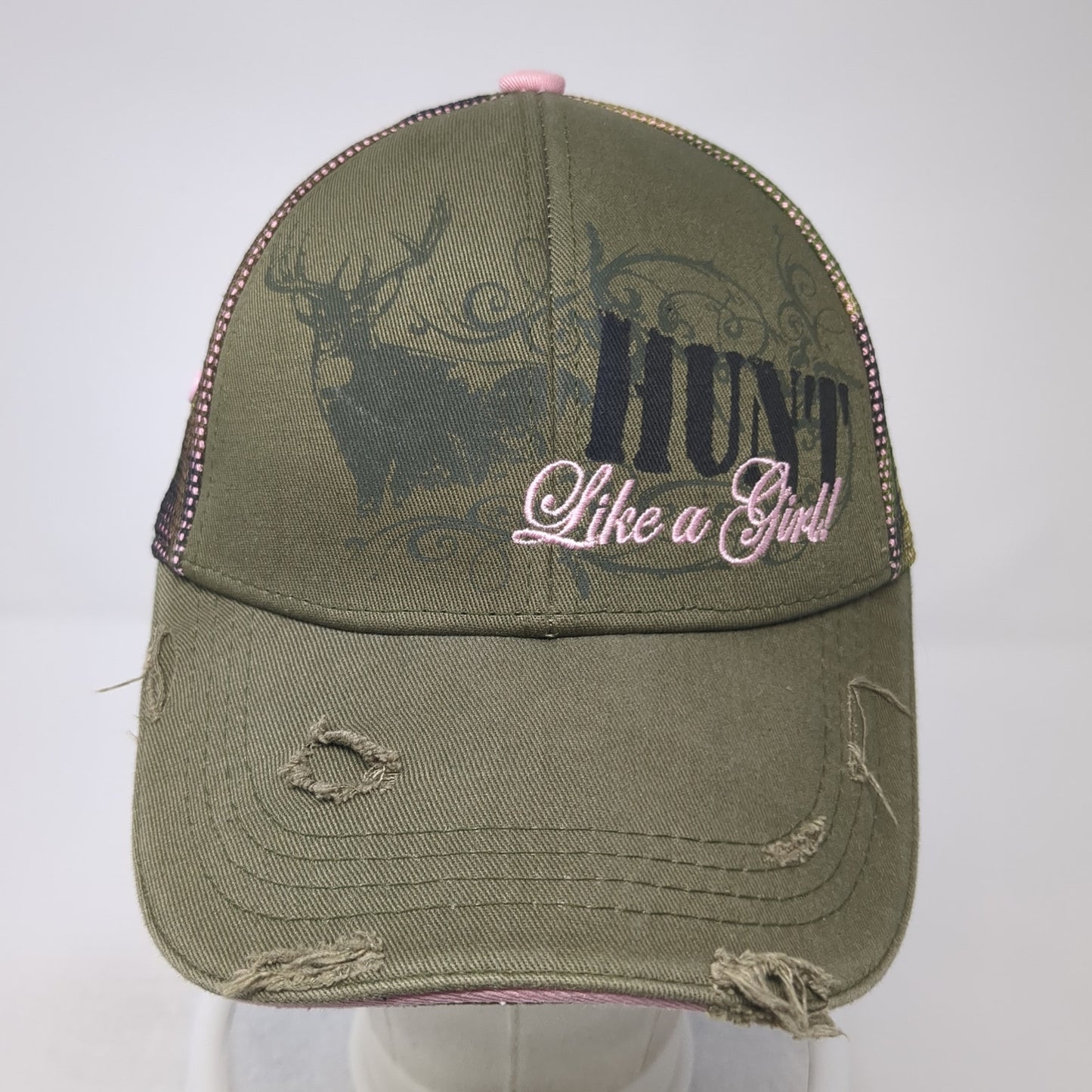 Hunt Like A Girl! Baseball Cap Multicolor OS Adjustable Distressed Buck Wear
