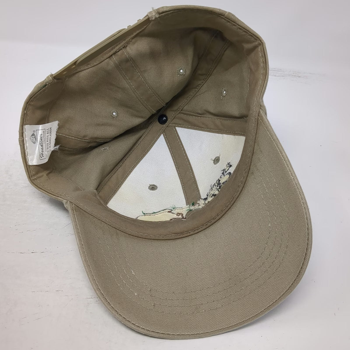 Headliner Snapback Hat Beige One Size Buffalo Peak Golf Course Union Oregon Logo