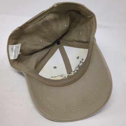 Headliner Snapback Hat Beige One Size Buffalo Peak Golf Course Union Oregon Logo