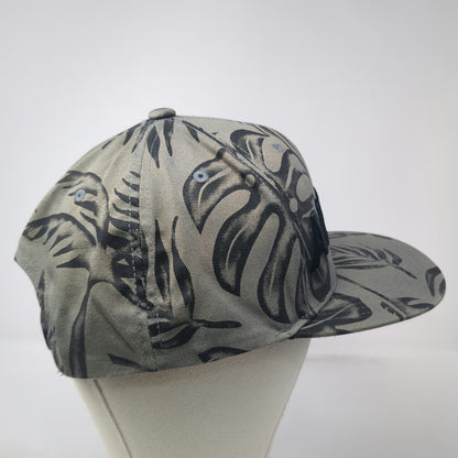 Hurley Snapback Hat Gray One Size Aloha Tropical Leaf Print Flat Brim Surf