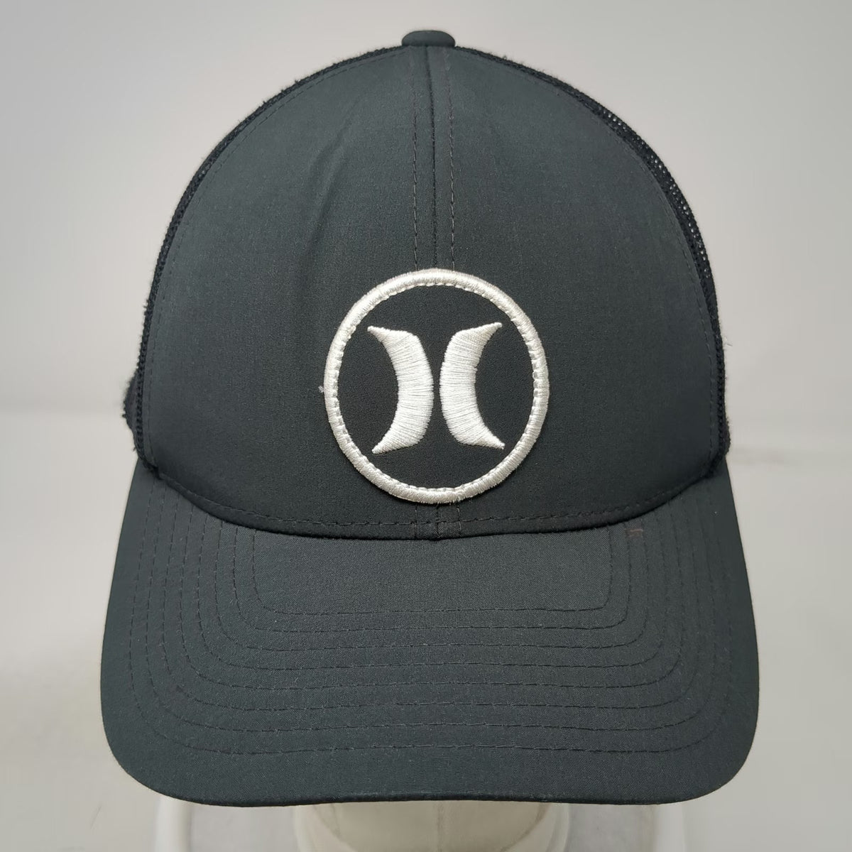 Hurley Trucker Hat Gray One Size Mesh Back Snapback Embroidered Circle Logo