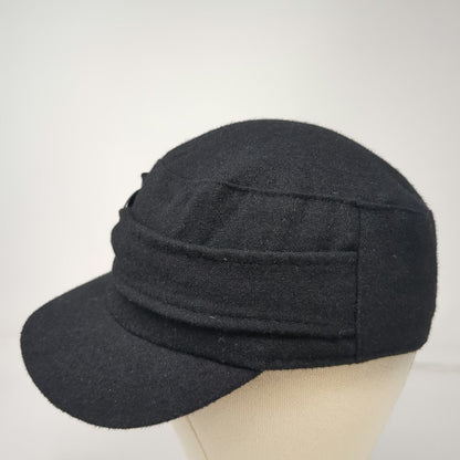 Payless ShoeSource Army Cap Black One Size Polyester Wool Blend Buckle Hat