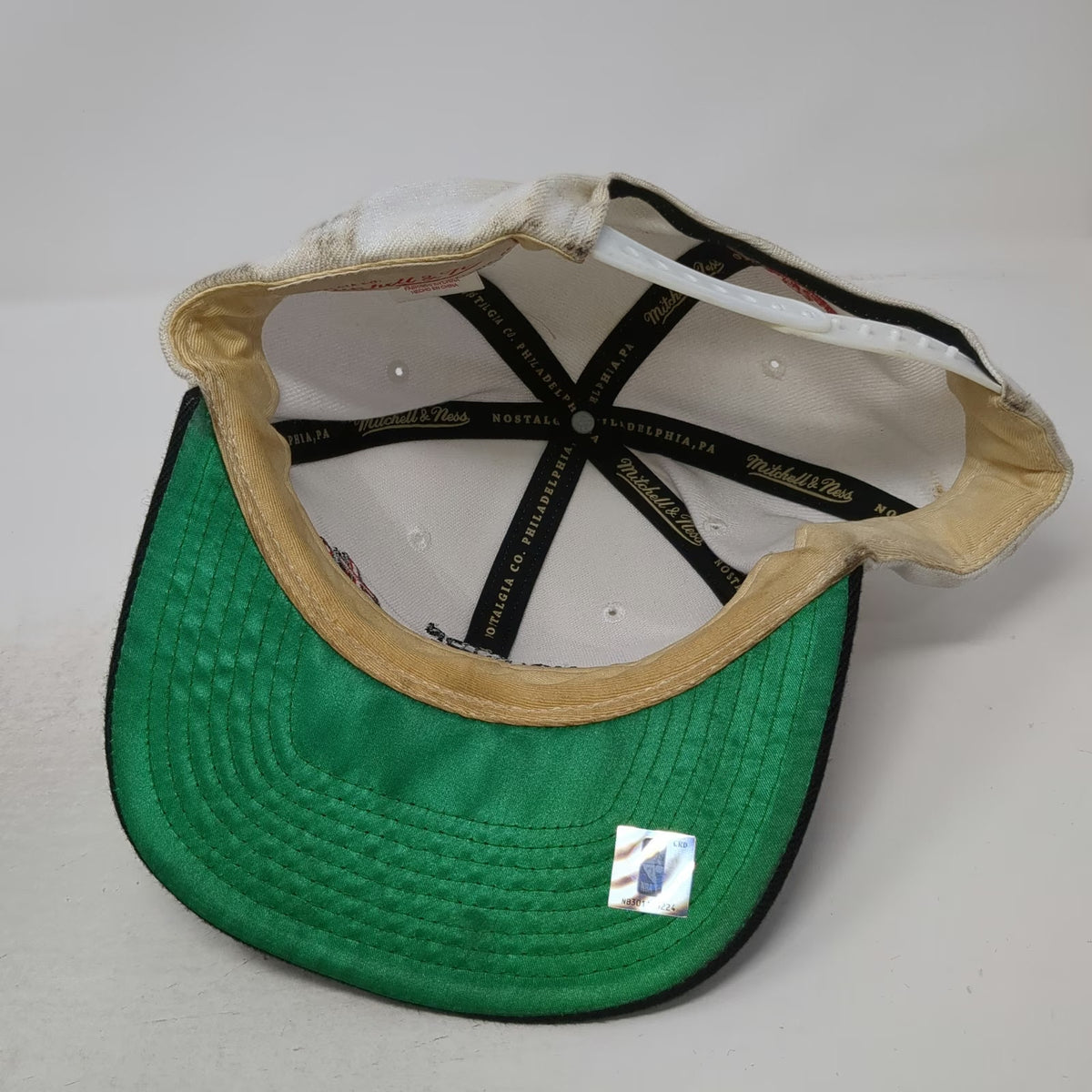Mitchell & Ness Houston Rockets Snapback White OS Hat Green Under Visor NBA