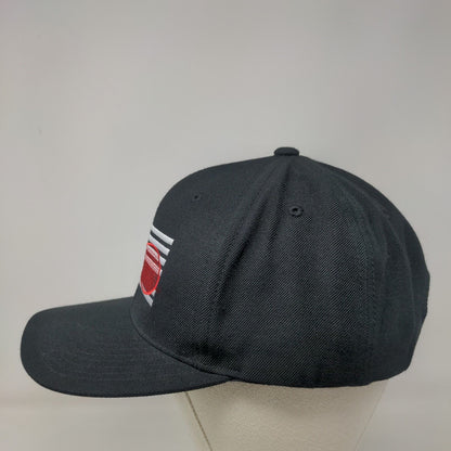 American Flag Tennis Racket Snapback Hat Black One Size Embroidered