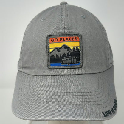 Life is Good Baseball Cap Gray One Size Go Places Camper Mountain Patch Hat