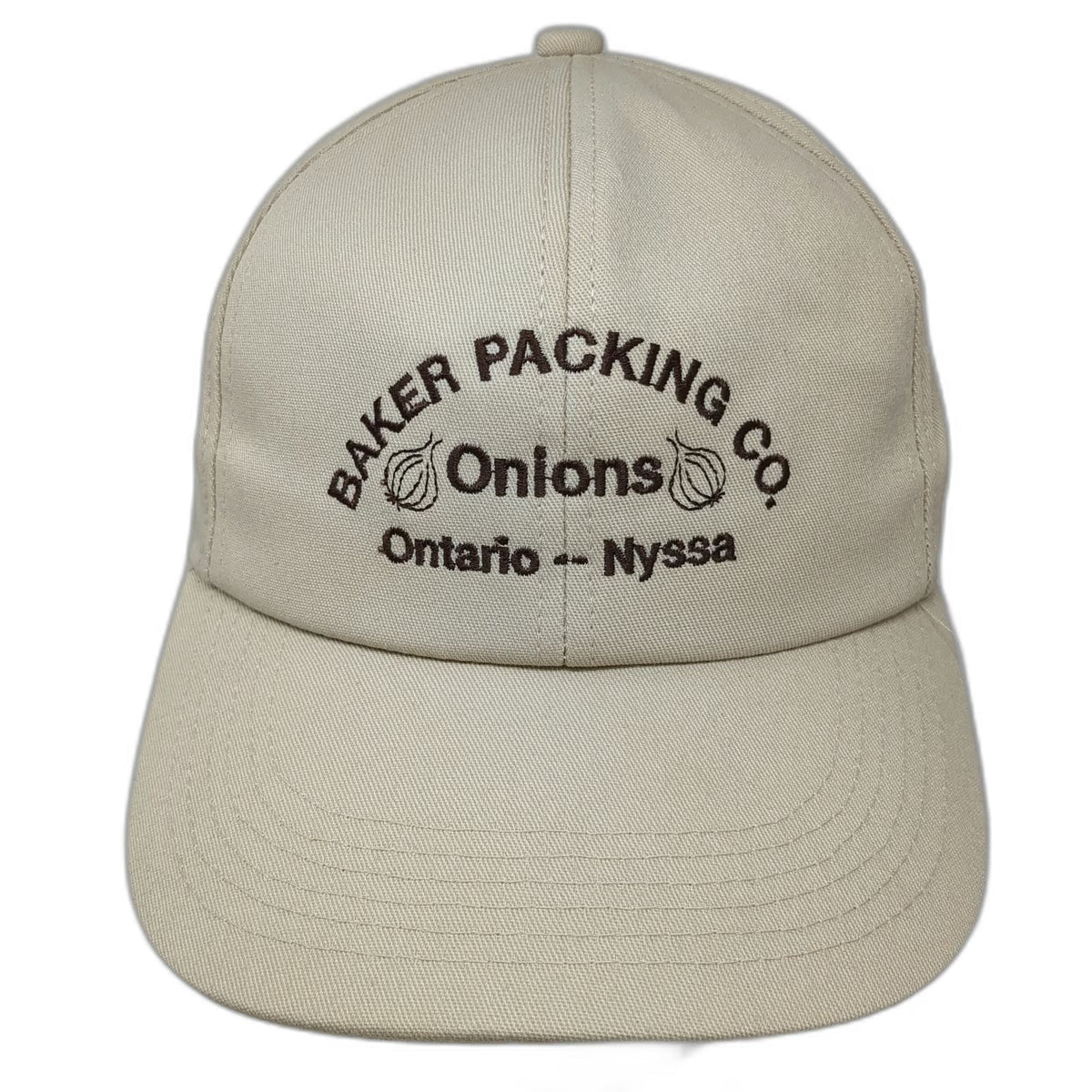 K-Products Baseball Cap Beige One Size Baker Packing Co Onions Strapback Hat USA