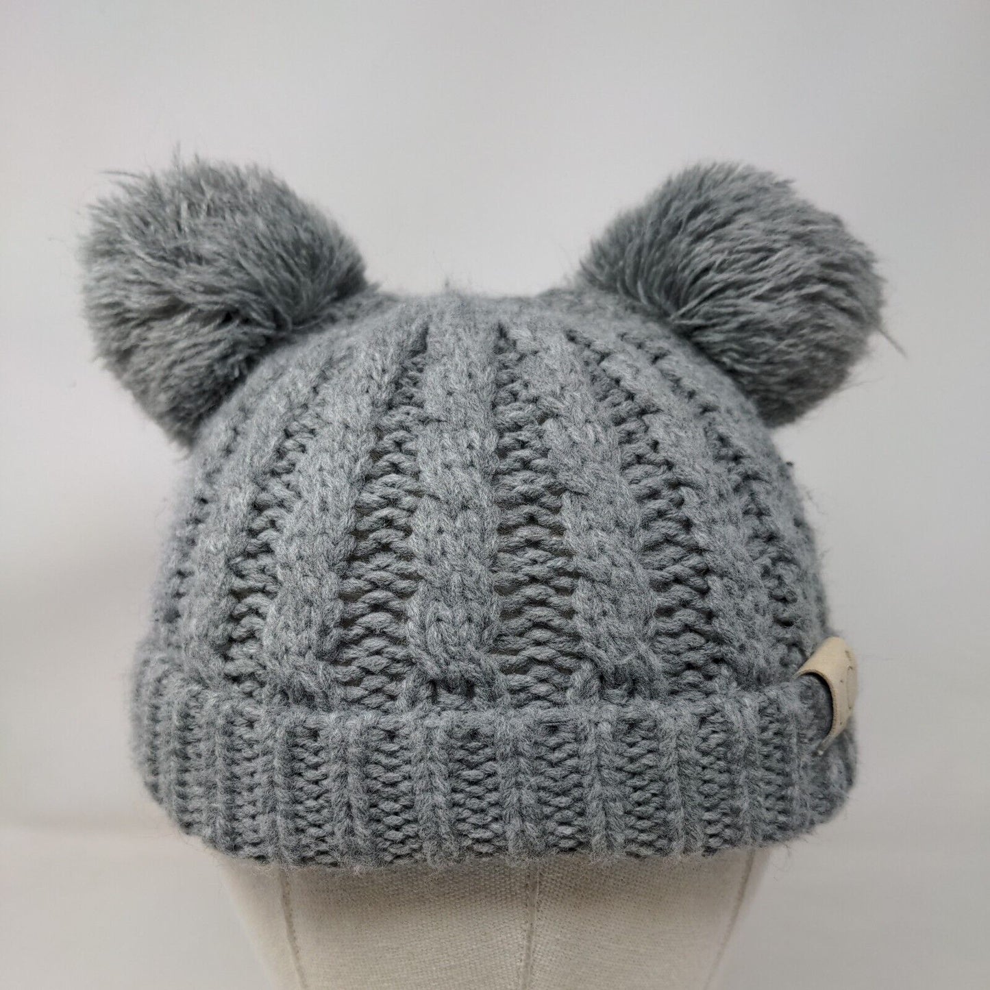C.C Exclusives Kids Beanie Hat Gray One Size Knitted Stretch Pom Pom Acrylic