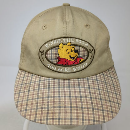 Pooh Baseball Cap Beige One Size Plaid Brim Winnie 100 Acre Wood Embroidery Hat