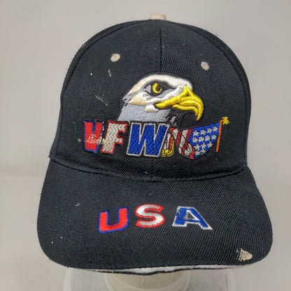 VFW USA Eagle Strapback Hat Black One Size Embroidered Vent Holes