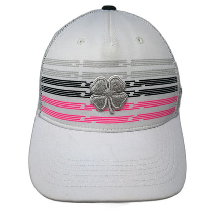 Black Clover Trucker Hat White XL Live Lucky Mesh Snapback Pink Silver