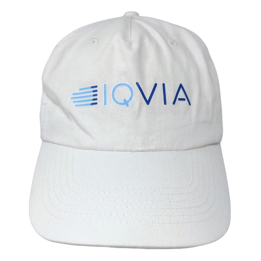 Hit Men's Strapback Hat White Size OSFM IQVIA Graphic Logo Cotton Adjustable