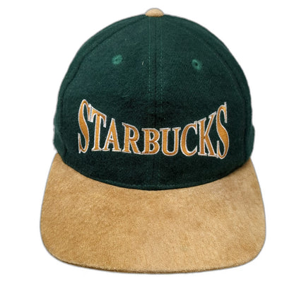 Star Pacific Starbucks Green Baseball Cap Suede Brim Wool Blend Hat Vintage