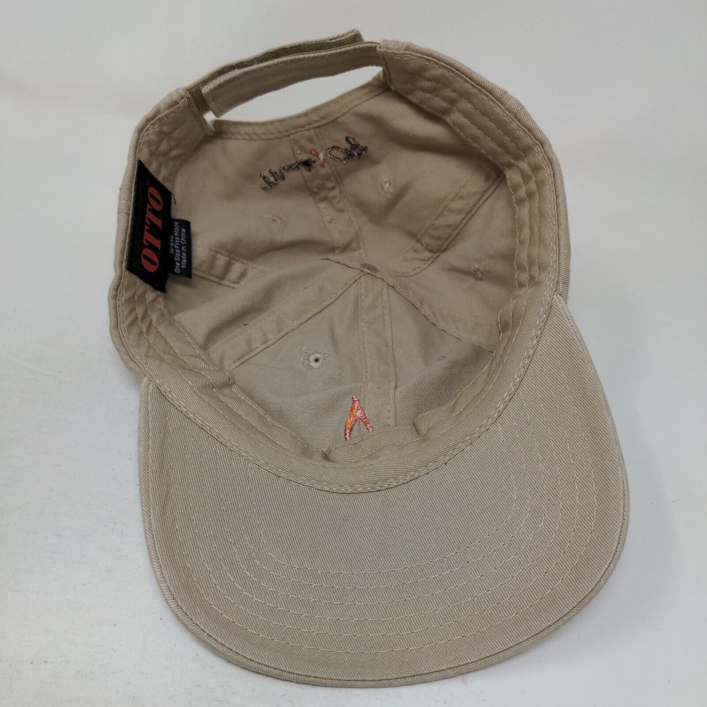 Music City Strapback Hat Tan OSFM Adjustable Embroidered 6 Panel Cotton Otto