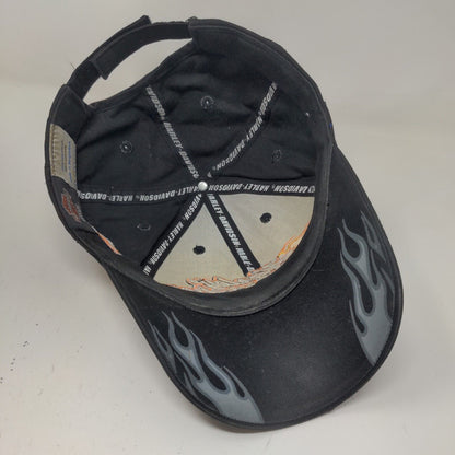 Harley Davidson Motorcycles Men's Strapback Hat Black OSFA Embroidered Flames