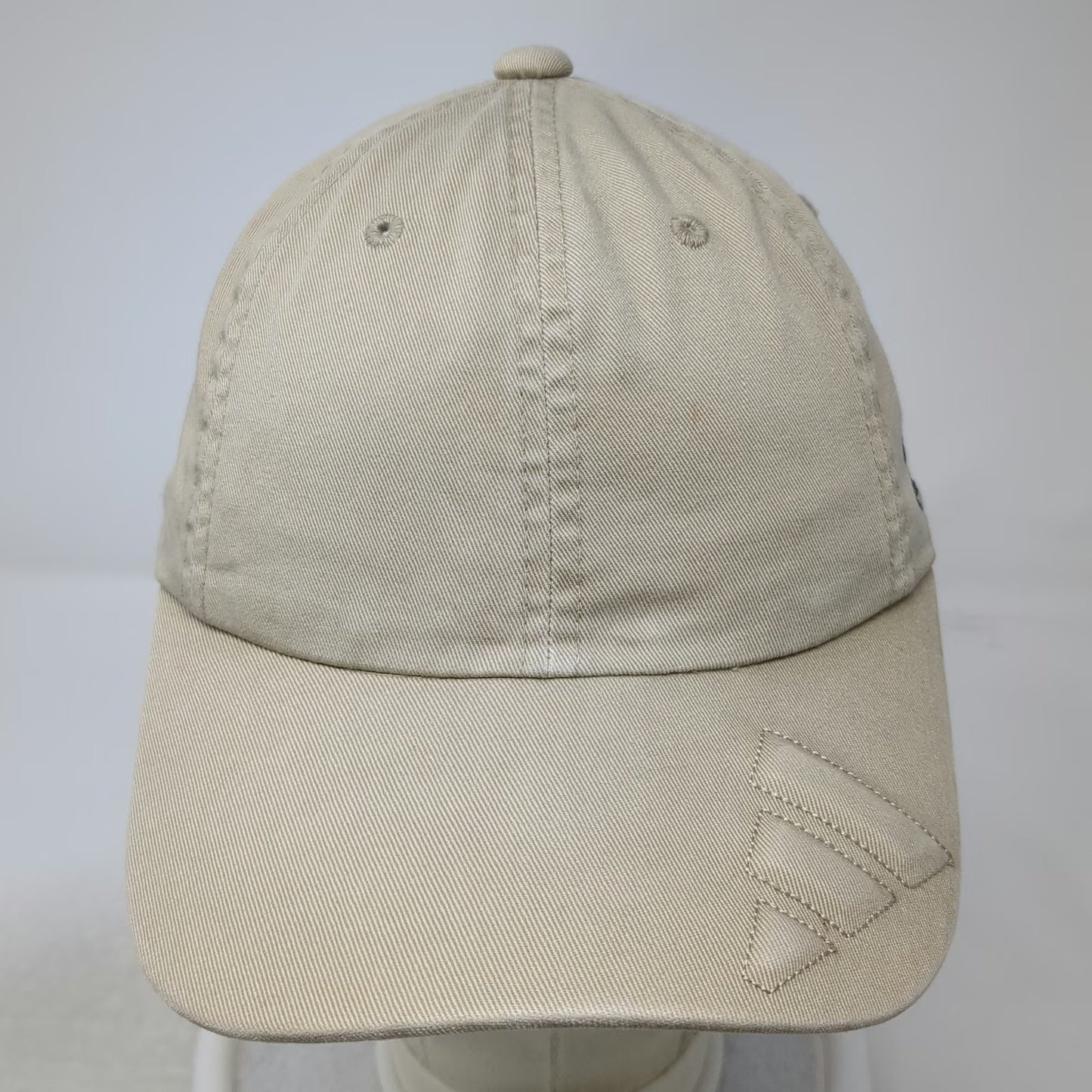 Adidas Baseball Cap Beige One Size Cotton Tonal Brim Logo Adjustable Strap Hat