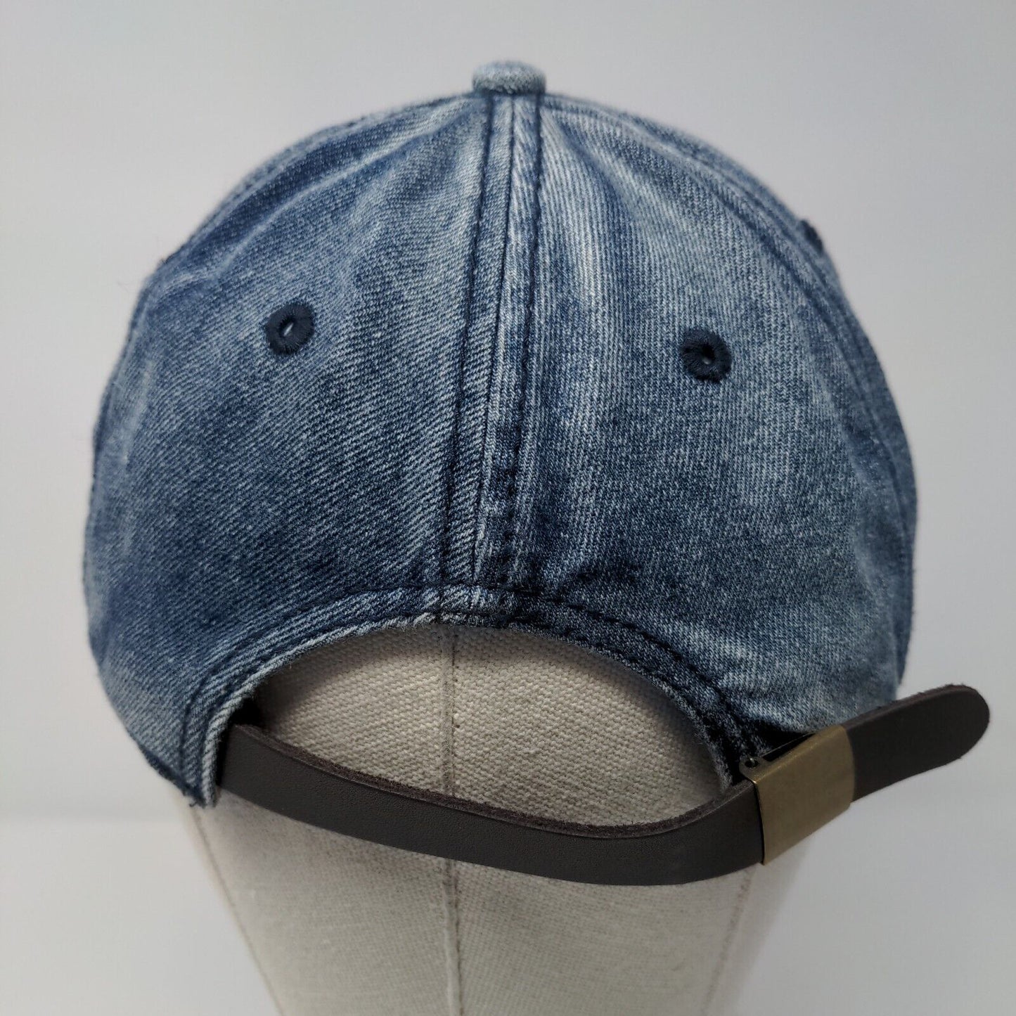 Unbranded Slideback Hat Blue OSFM Adjustable Vented Holes 6 Panel Denim Blank