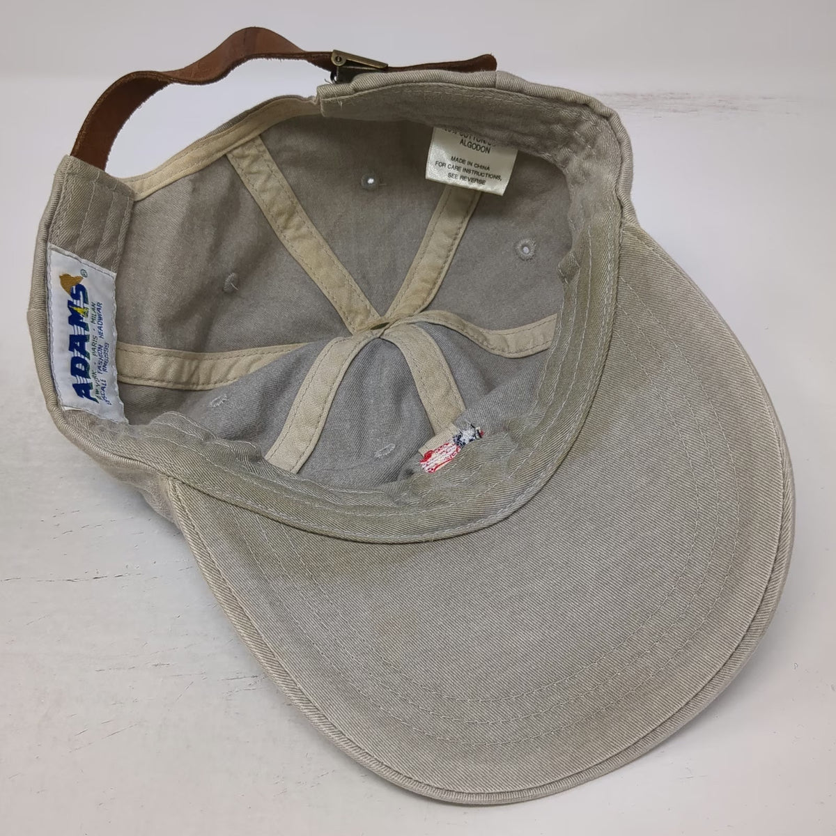 Adams Martha's Vineyard American Flag Baseball Cap Beige One Size Leather Hat