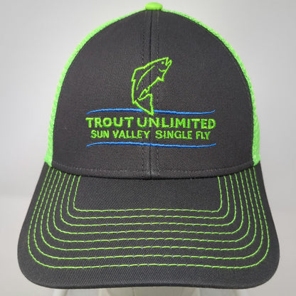 Fahrenheit Baseball Cap Gray Green One Size Trout Unlimited Sun Valley Hat Mesh