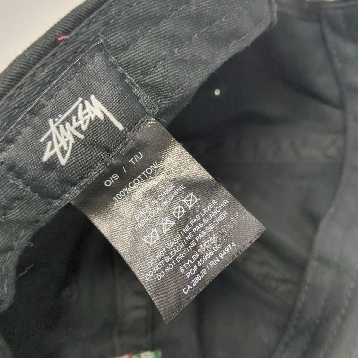 Stussy Baseball Cap Black One Size Red Green Logo White Piping Slideback hat