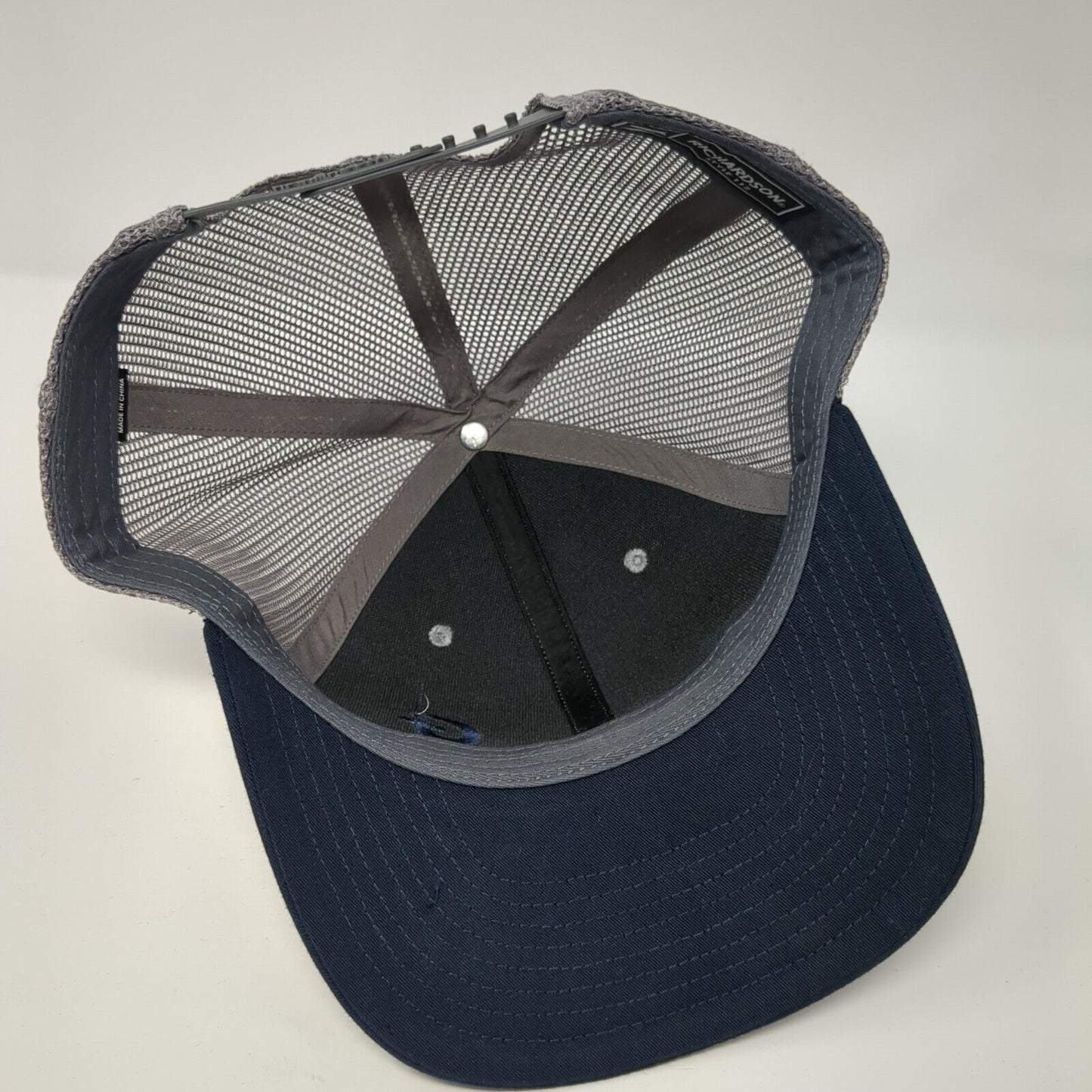 Richardson Snapback Mesh Back Trucker Hat Gray One Size Letter Logo