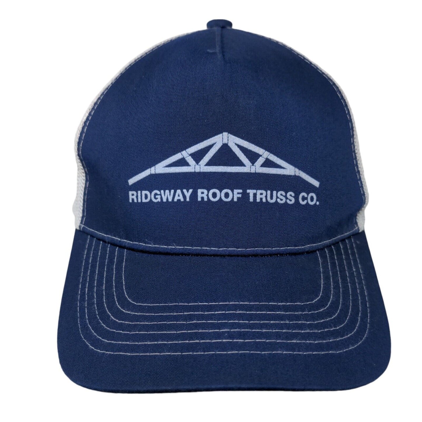 Ridgway Roof Truss Co. Snapback Trucker Hat Blue One Size Mesh Back Cobra