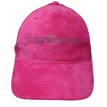 Juicy Couture Trucker Hat Pink One Size Velour Rhinestone Logo Snapback