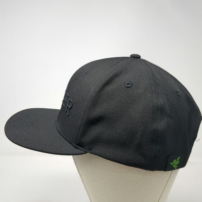 Razer Snapback Black One Size Hat Tonal Logo Gaming Flat Brim For Gamers Snake