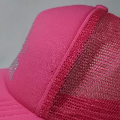 Cowgirl Bling Snapback Mesh Back Trucker Hat Pink One Size Rhinestone