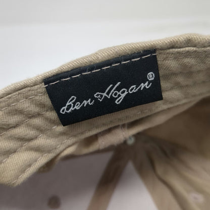 Ben Hogan Baseball Cap Beige Black OSFM Hat Script Embroidery Side Logo Buckle